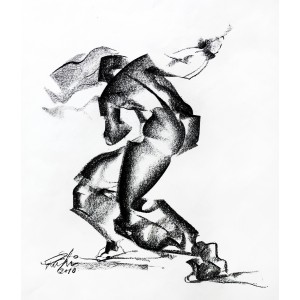 Mansoor Rahi, 14 x 16 Inch, Charcoal on Paper, Figurative Painting, AC-MSR-005.